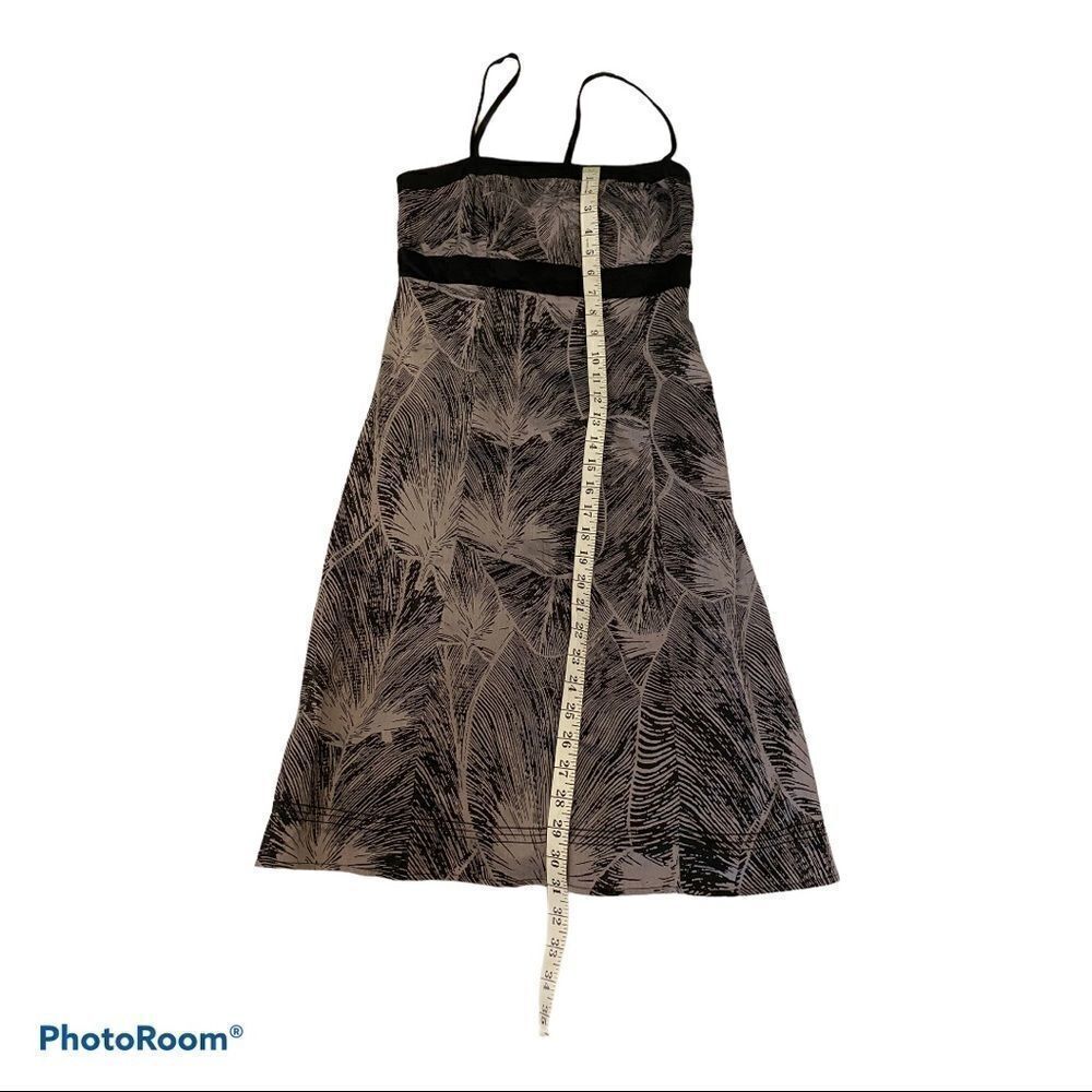 Y2K Abstract Leaf Print Midi Slip Dress Black Brown Spaghetti Strap 90s - Picture 9 of 9